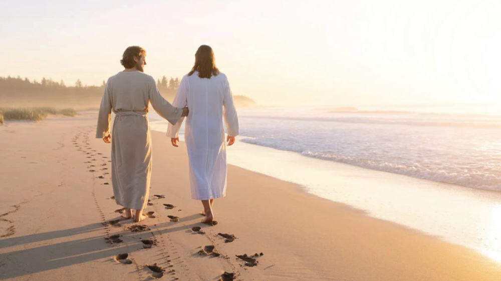 Man Walking with Jesus